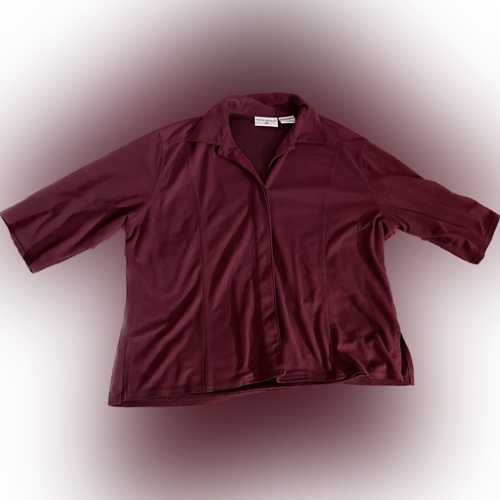 Kathy Ireland XL Burgundy Velvet Blouse